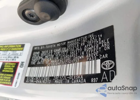 2014 Toyota Corolla S Plus z USA, uszkodzony, nr VIN 2T1BURHE0EC141732